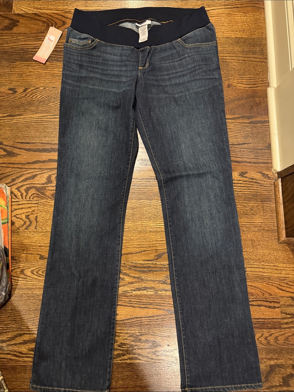 Liz Lange Dark Blue Maternity Boot Cut Jeans with Navy Waistband